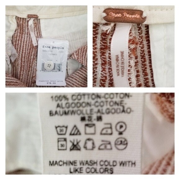 NWT Free People Size 4 Caraway Light At Sunrise Cotton Drawstring Cropped Pants - Picture 11 of 11
